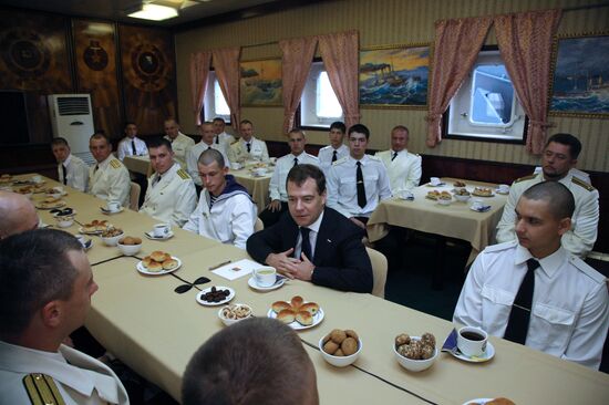 Dmitry Medvedev visiting the Varyag cruiser