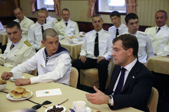 Dmitry Medvedev visiting the Varyag cruiser