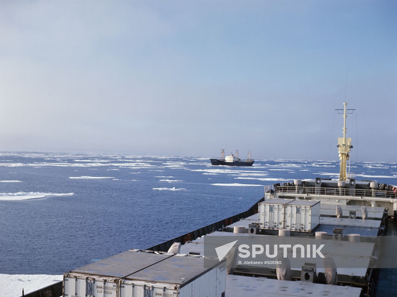 Cargo ships near Novaya Zemlya