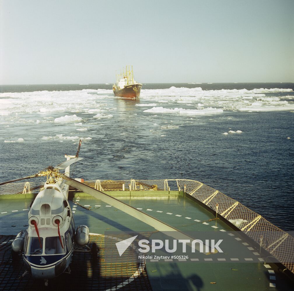 Cargo ships on Northern Sea Route