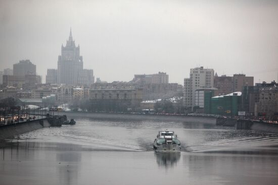 Floating restaurants. Moskva River