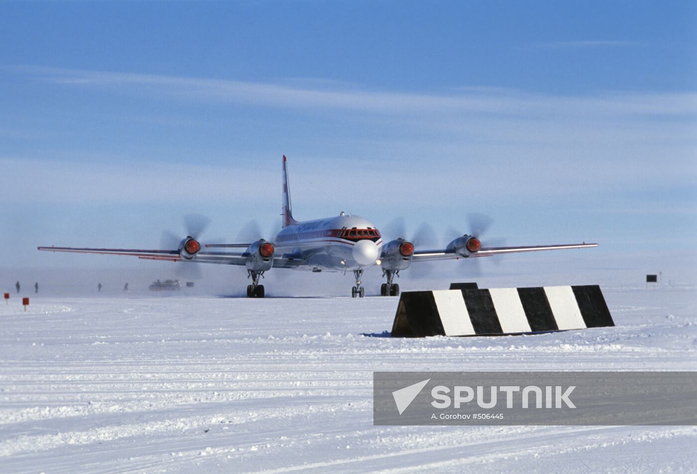 Ilyushin Il-18 plane at the aerodrome of Molodyozhnaya Station