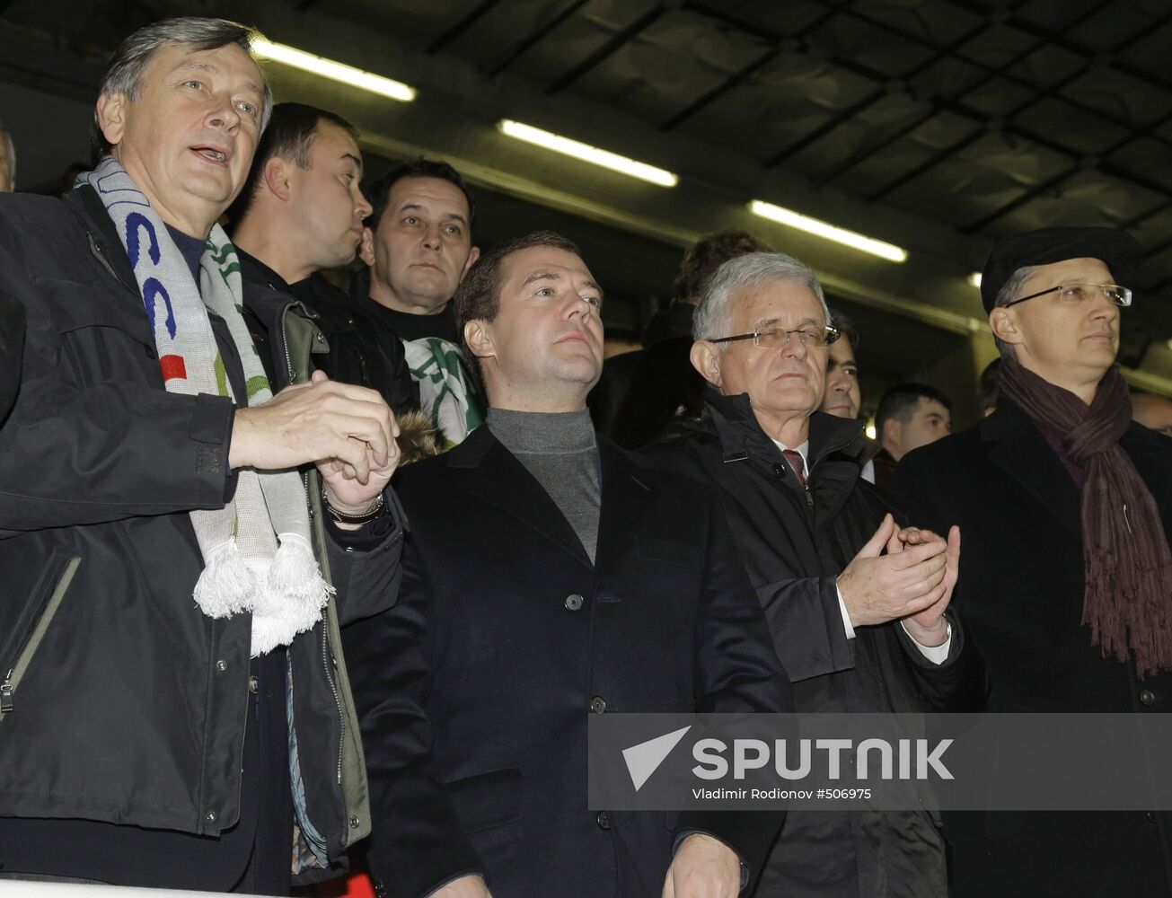 Dmitry Medvedev attends Slovenia vs. Russia World Cup qualifier