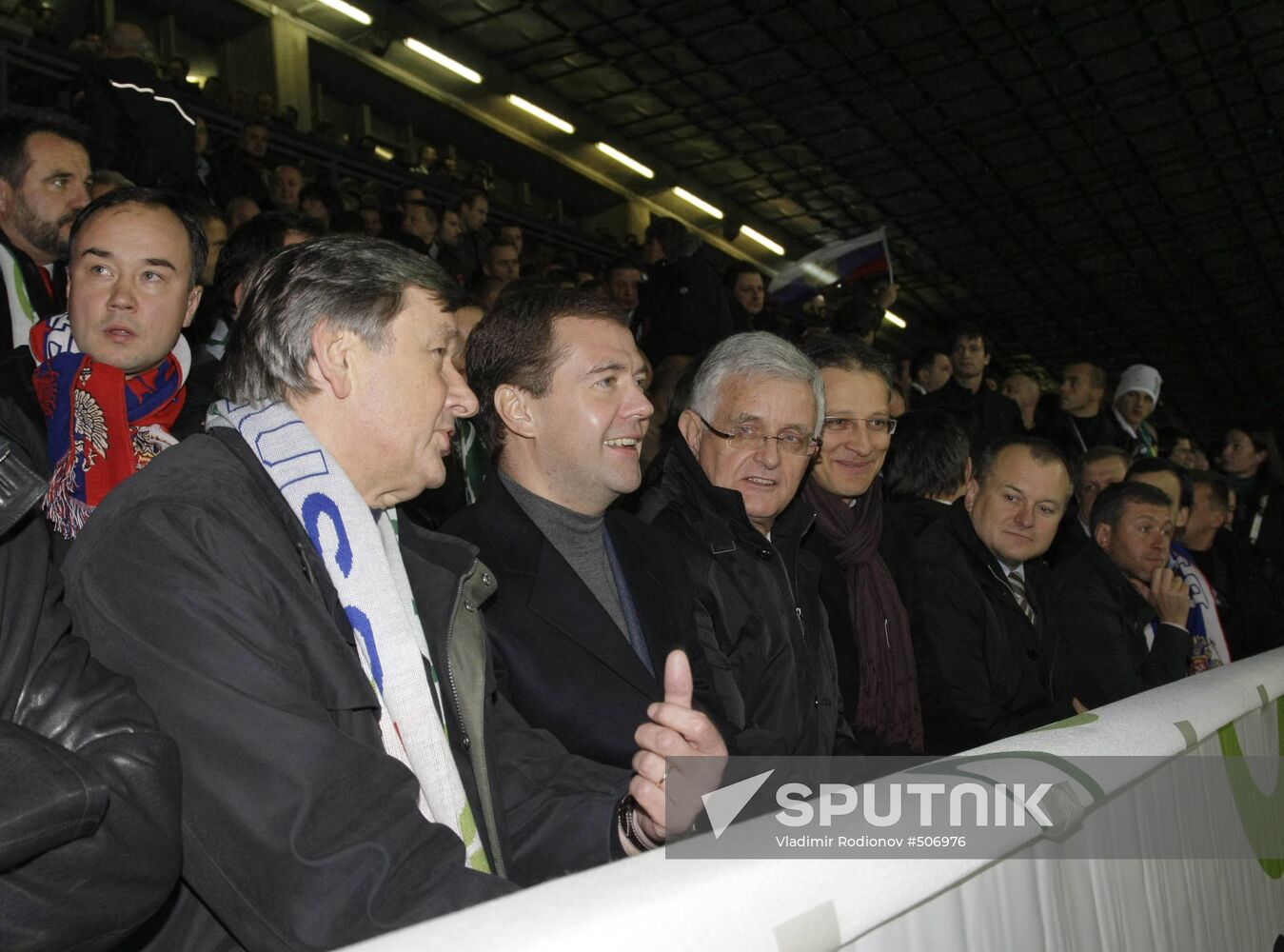 Dmitry Medvedev attends Slovenia vs. Russia World Cup qualifier