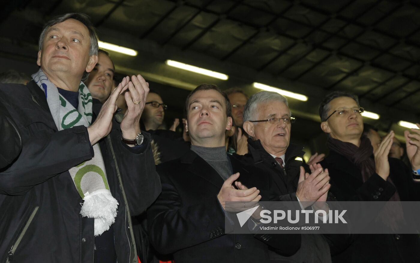 Dmitry Medvedev attends Slovenia vs. Russia World Cup qualifier