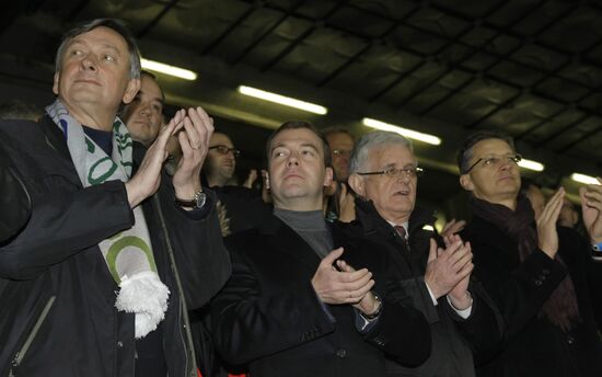 Dmitry Medvedev attends Slovenia vs. Russia World Cup qualifier