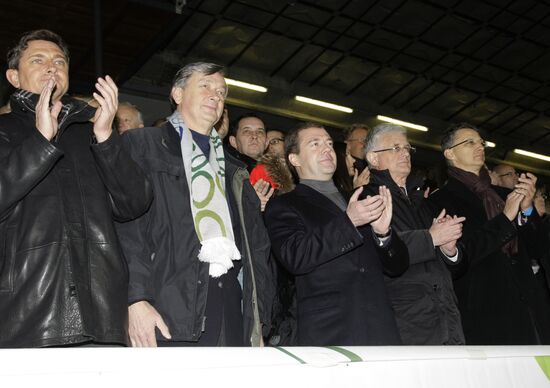 Dmitry Medvedev attends Slovenia vs. Russia World Cup qualifier