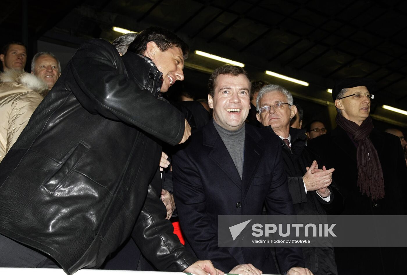 Dmitry Medvedev attends Slovenia vs. Russia World Cup qualifier