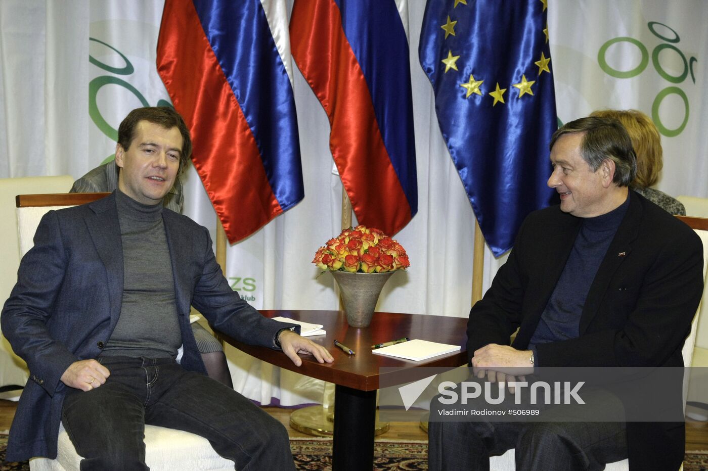 Dmitry Medvedev attends Slovenia vs. Russia World Cup qualifier