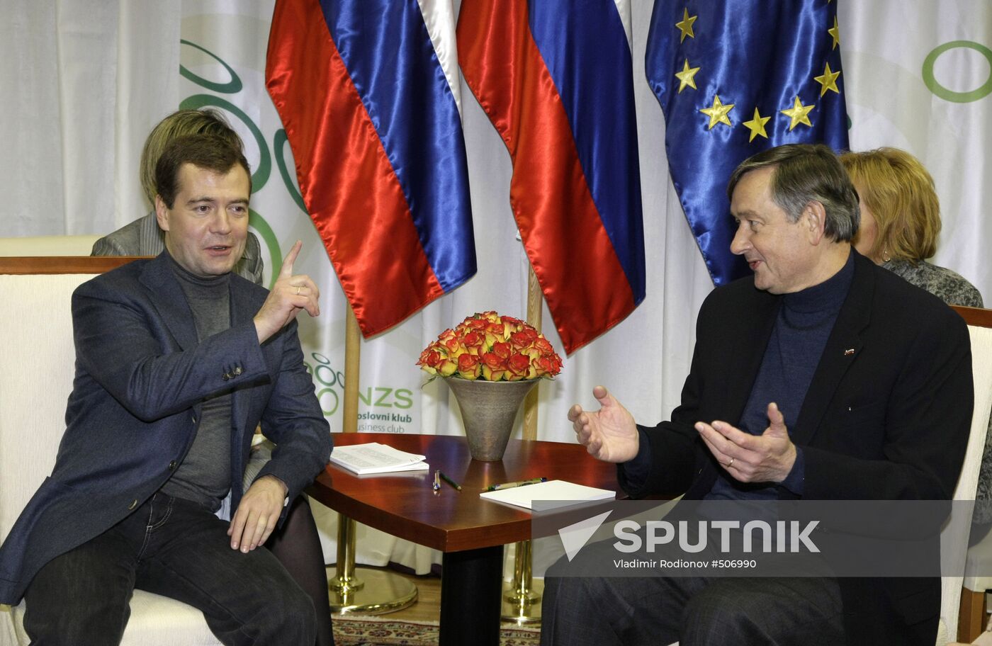 Dmitry Medvedev attends Slovenia vs. Russia World Cup qualifier