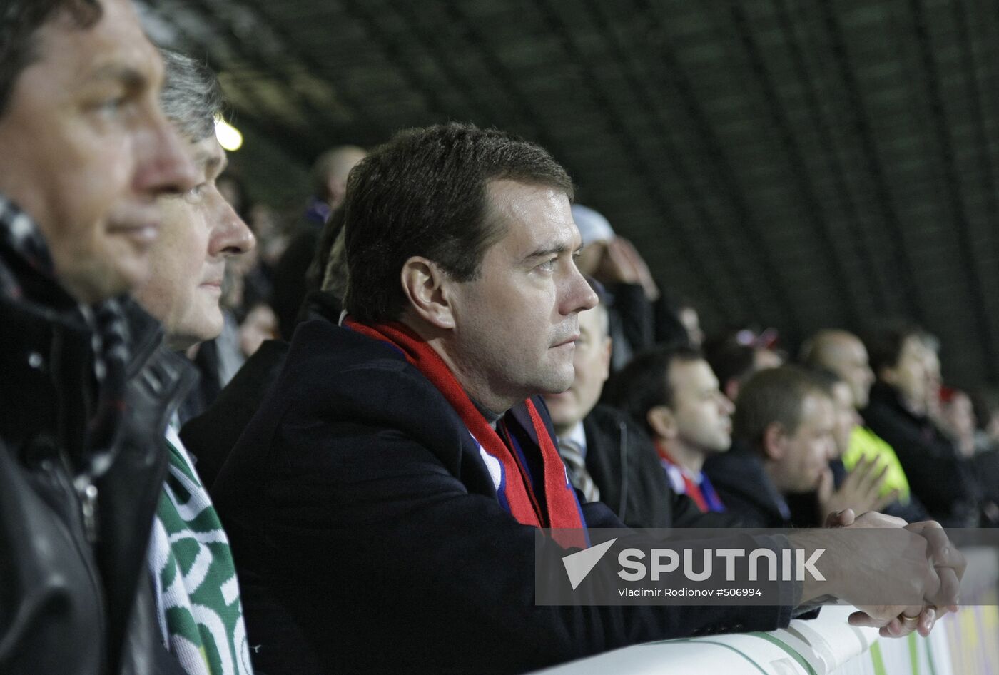 Dmitry Medvedev attends Slovenia vs. Russia World Cup qualifier