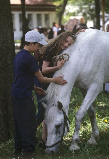 Teenagers and horse
