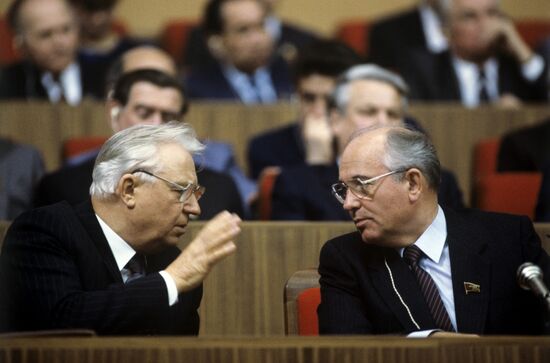 Yegor Ligachev and Mikhail Gorbachev