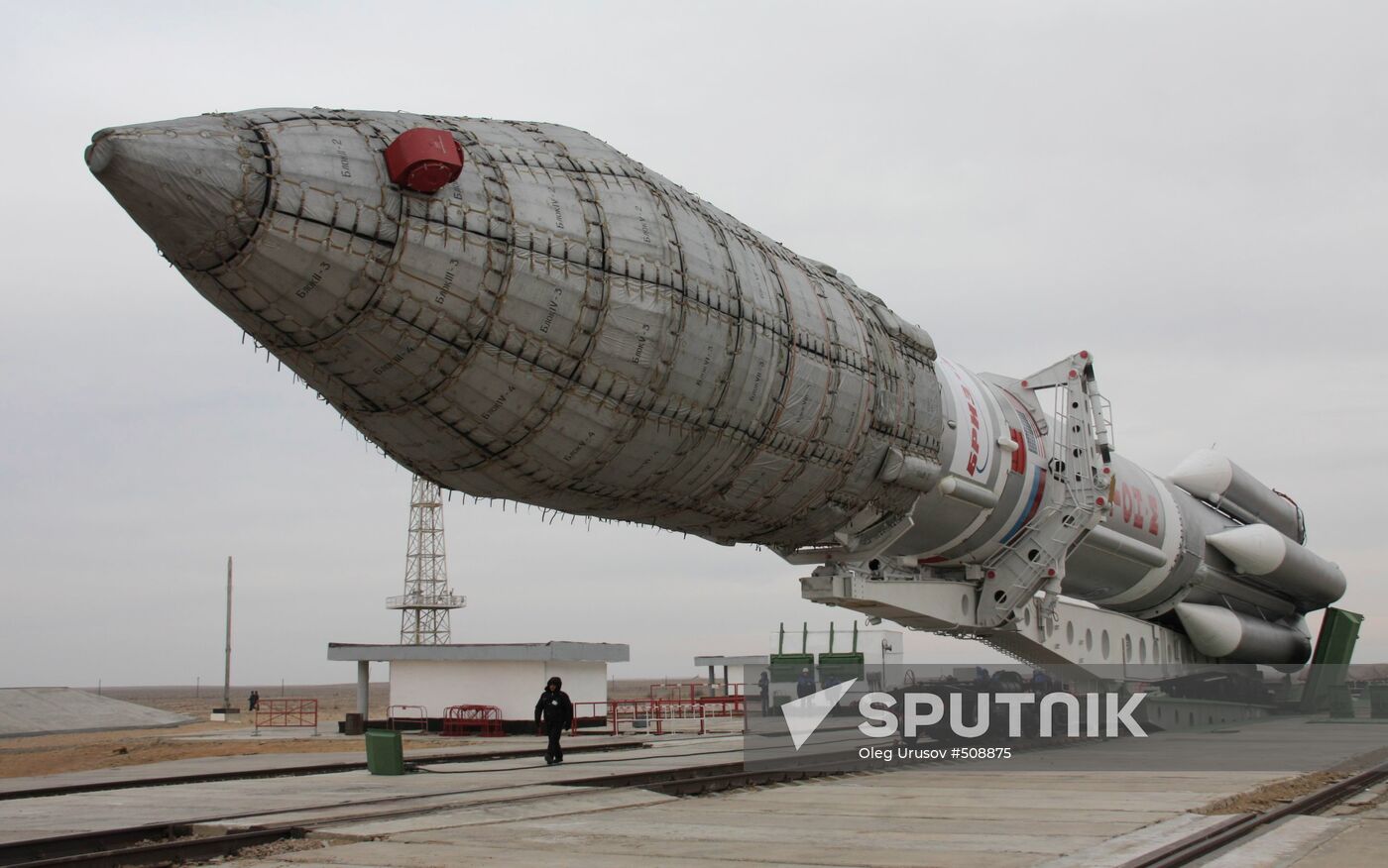Proton-M space rocket rolled out to launch pad