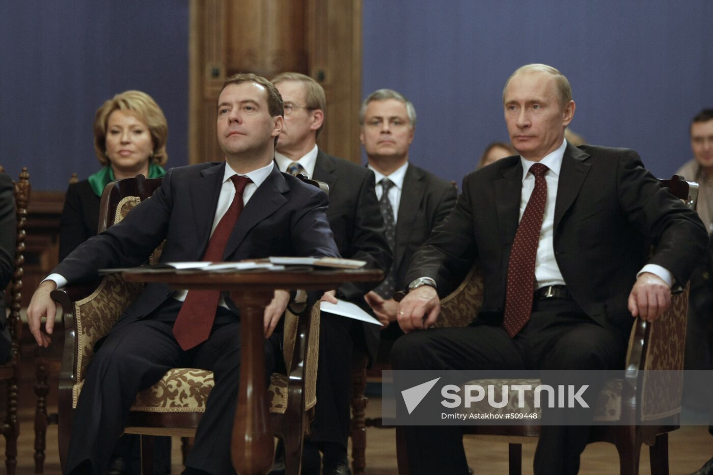 Dmitry Medvedev, Vladimir Putin at St. Petersburg House of Music