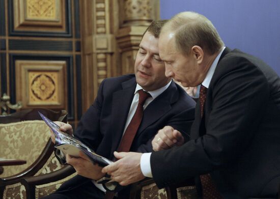 Dmitry Medvedev, Vladimir Putin at St. Petersburg House of Music