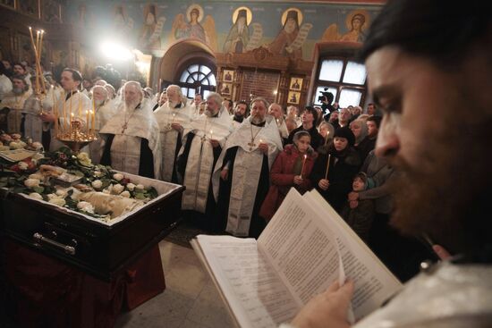 Funeral service for priest Daniil Sysoyev