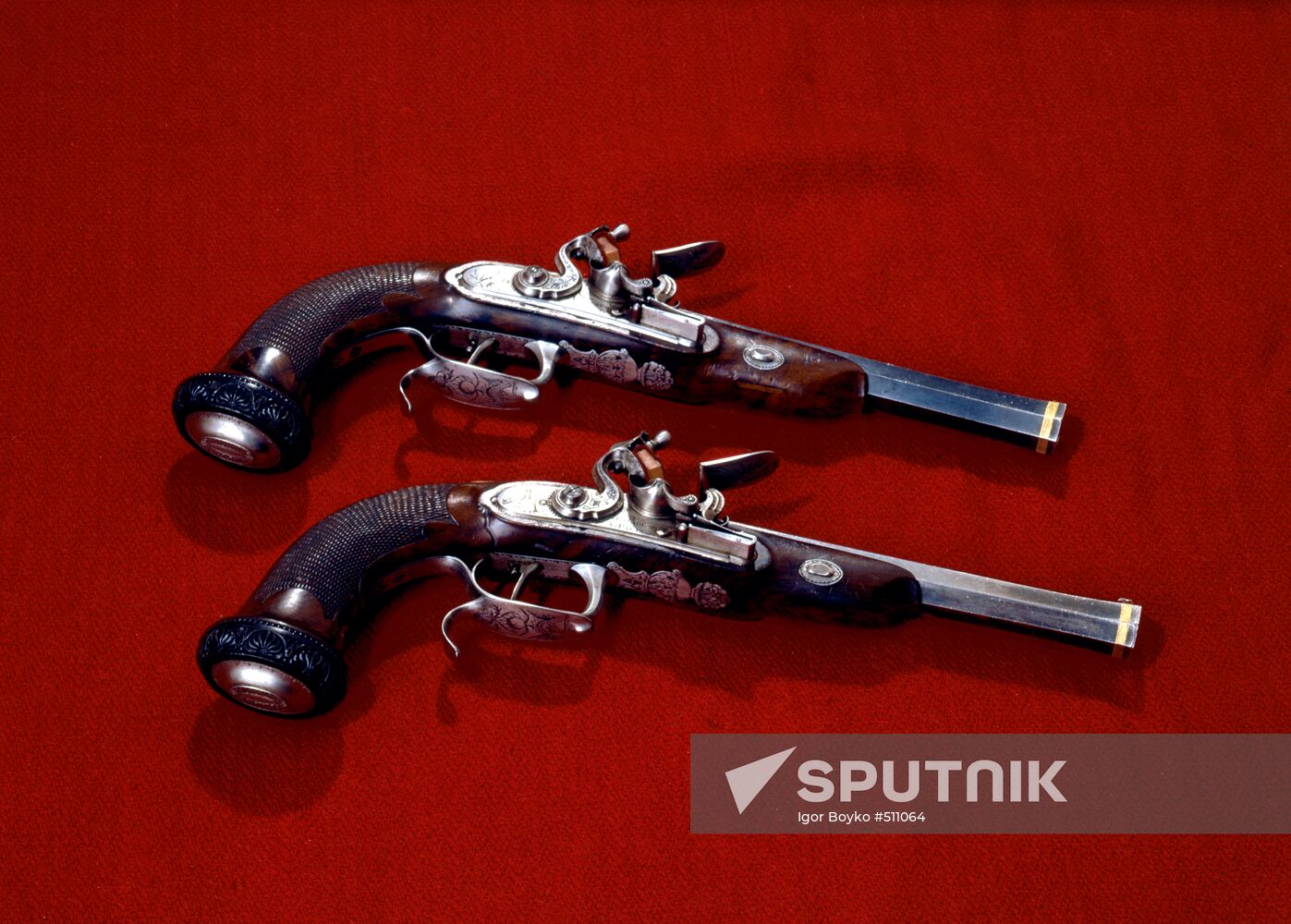Flint lock pistols of late 18th century