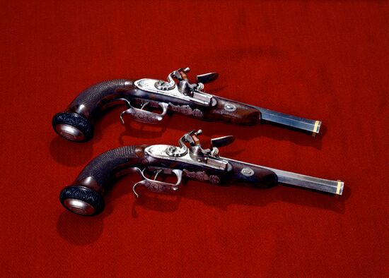 Flint lock pistols of late 18th century