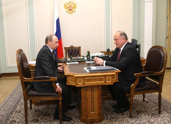 Vladimir Putin meets with Gennady Zyuganov