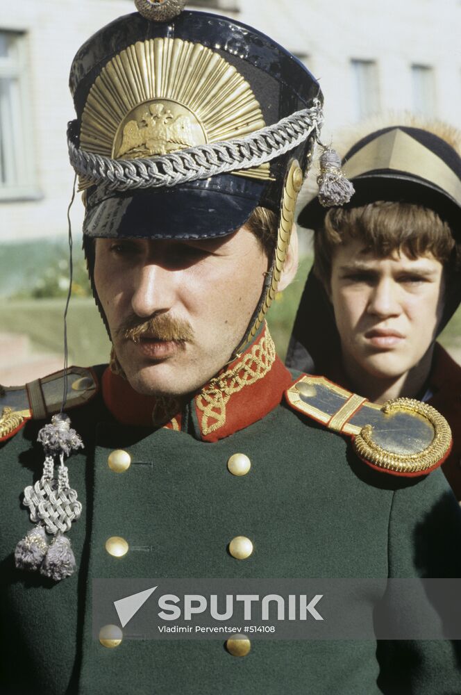 Restored captain's uniform of artillery troops of Great Patriotic War of 1812