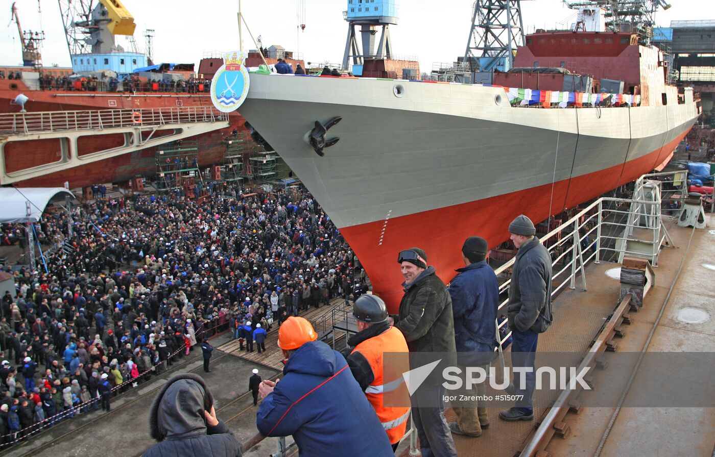 Ceremony to launch frigate Teg (Saber) in Kaliningrad