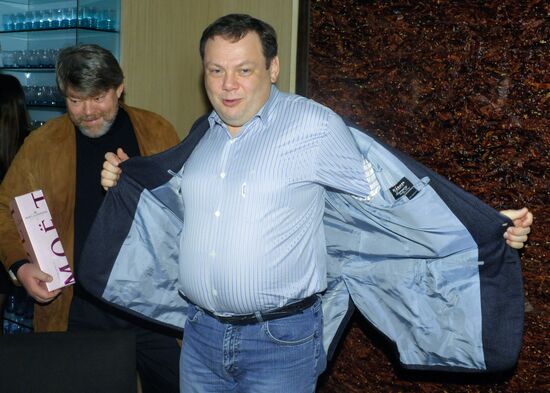 Konstantin Remchukov and Mikhail Fridman attend birthday party