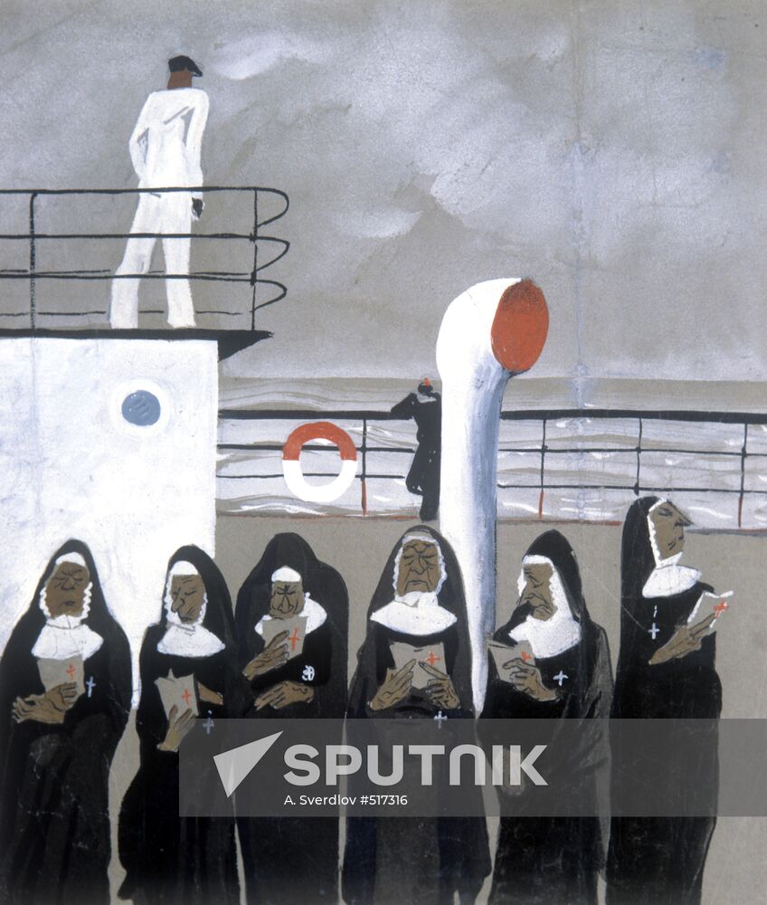 Illustration for Vladimir Mayakovsky's poem "Six Nuns"