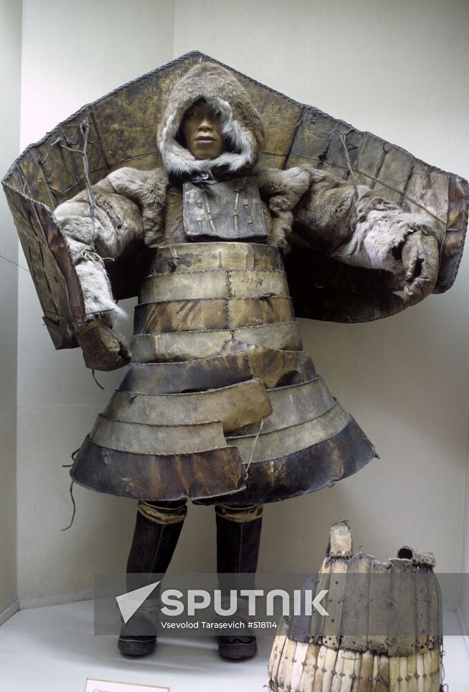 Eskimo wearing armor made of seal skins