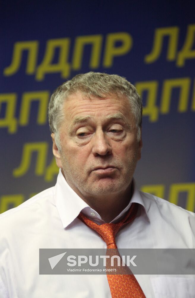 LDPR leader Vladimir Zhirinovsky speaks to journalists