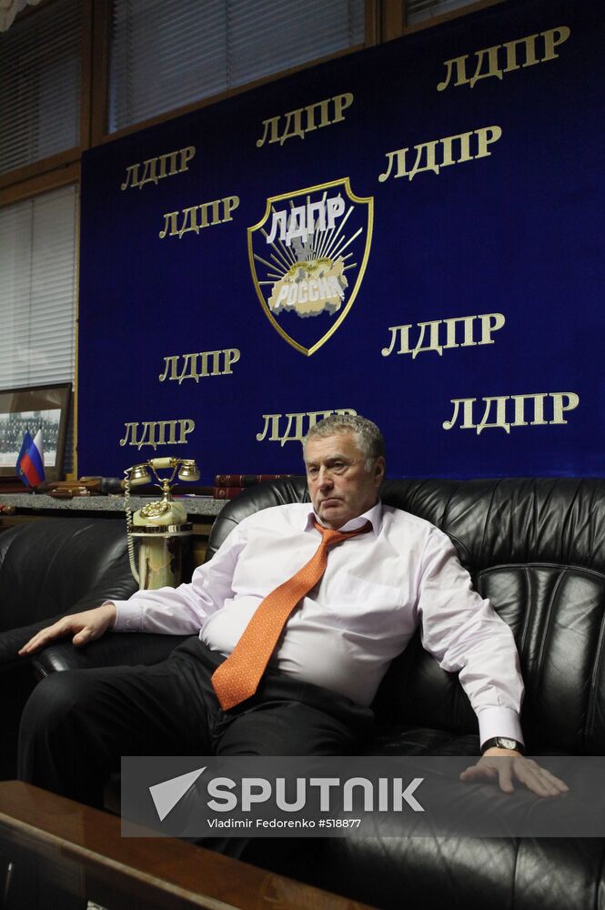 LDPR leader Vladimir Zhirinovsky speaks to journalists