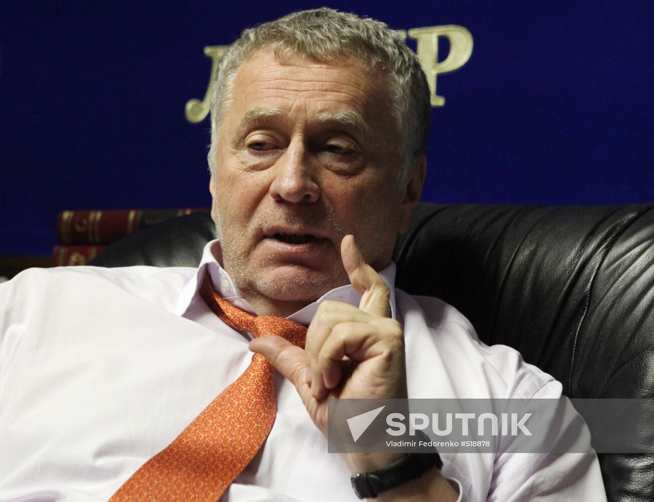 LDPR leader Vladimir Zhirinovsky speaks to journalists
