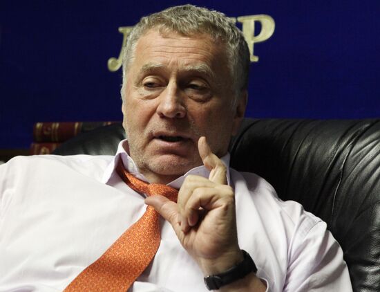 LDPR leader Vladimir Zhirinovsky speaks to journalists