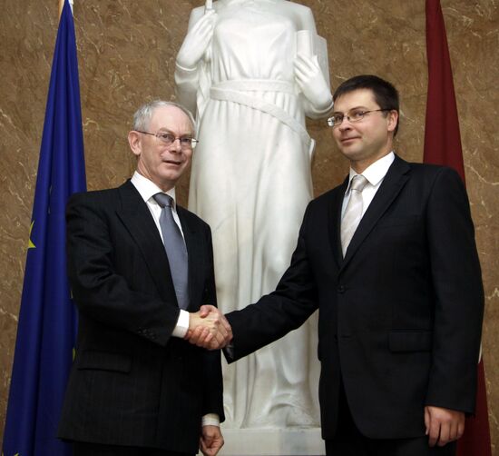 First EU President Herman Van Rompuy visits Latvia
