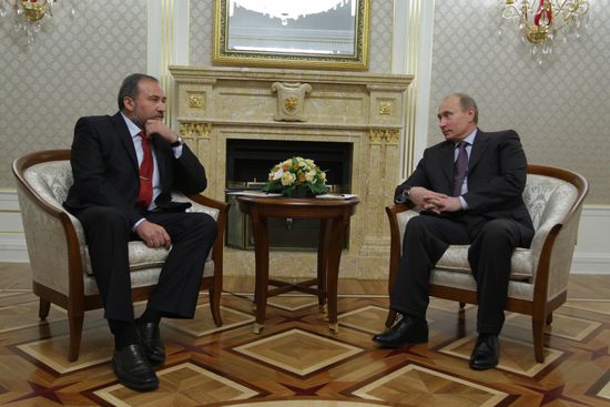Vladimir Putin meets Avigdor Liberman