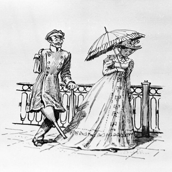 Illustration for Nikolai Gogol's poem "Dead Souls". Reproduction