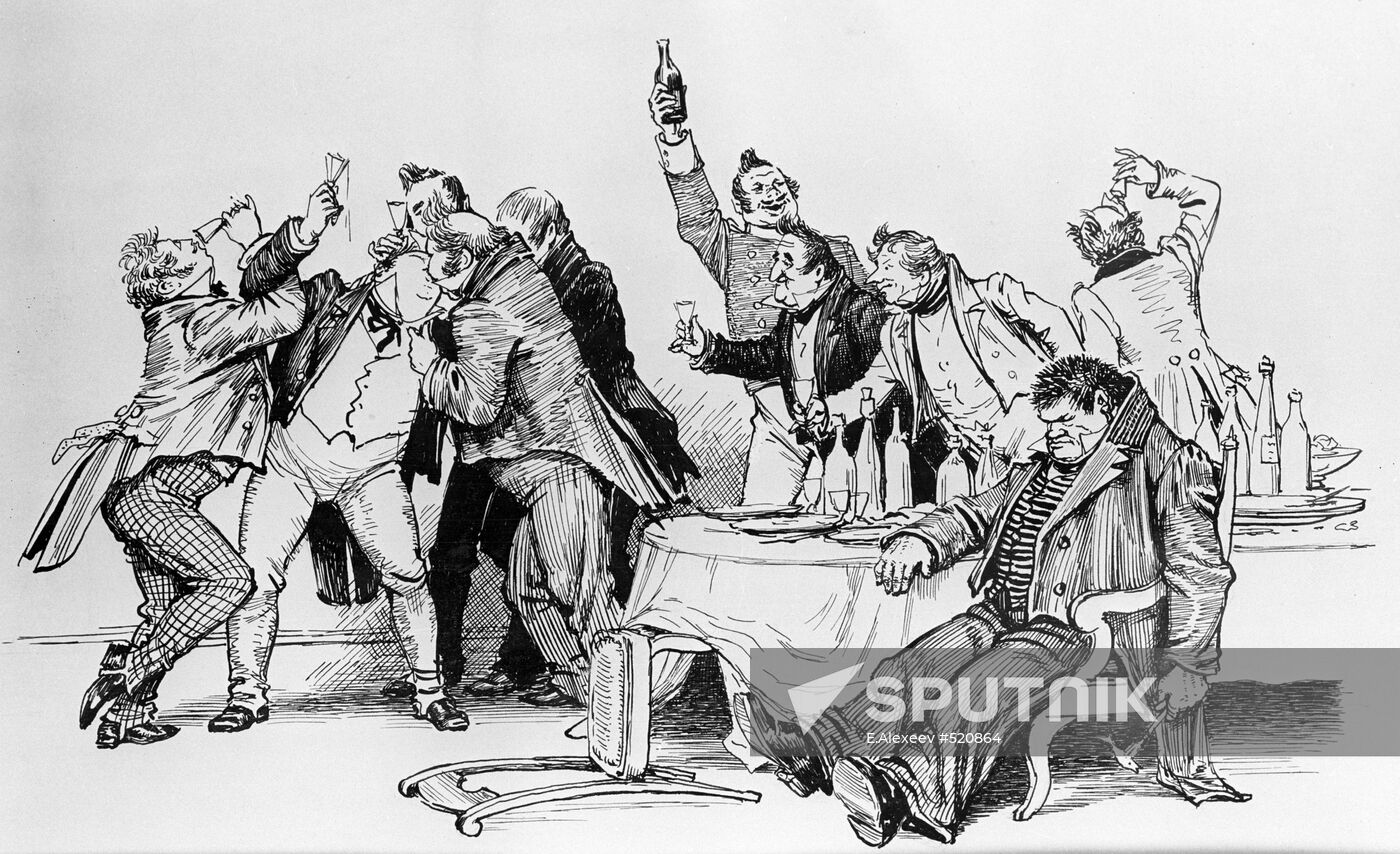 Illustration for Nikolai Gogol's poem "Dead Souls". Reproduction