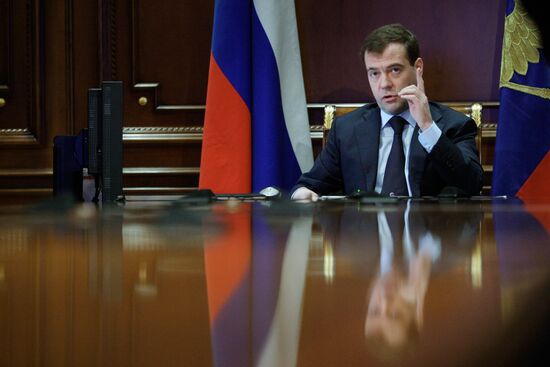 Dmitry Medvedev holds video conference to discuss fire in Perm