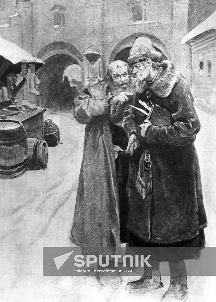 Painting "Clerk" by Klavdy Lebedev, reproduction