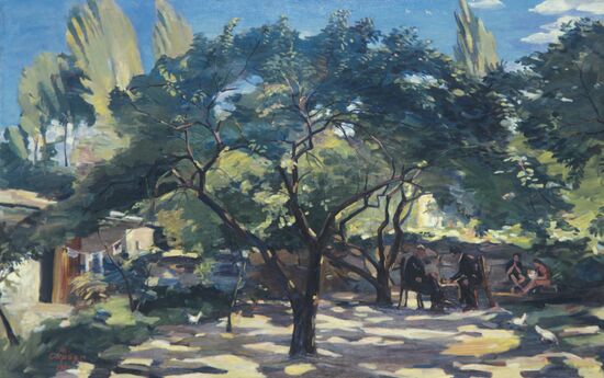 "Under the Apricot Trees" painting
