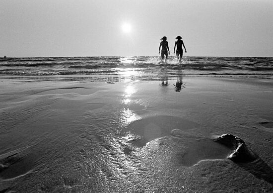 Human tracks on the sand