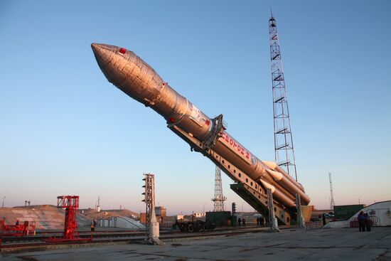 Proton-M space rocket rolled out to launch pad