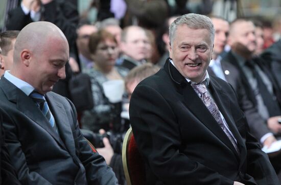 LDPR leader Vladimir Zhirinovsky, his son Igor Lebedev