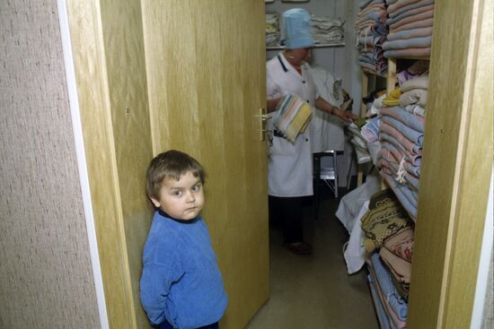 Boy, pediatric oncology unit’s patient