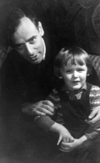 Academician Lev Landau with son