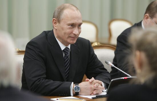 Prime Minister Vladimir Putin meets with Stjepan Mesic