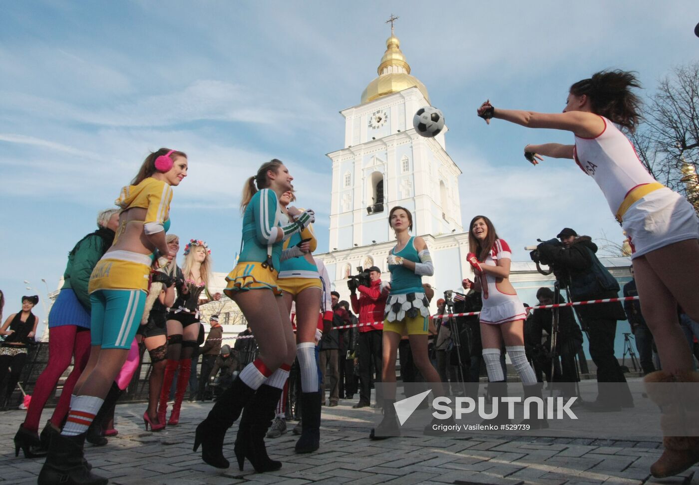 Femen movement activists stage protest in Kiev
