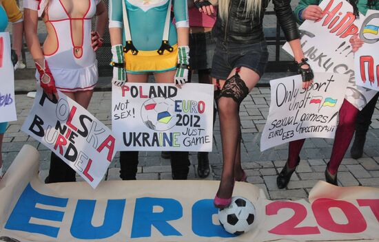 Femen movement activists stage protest in Kiev
