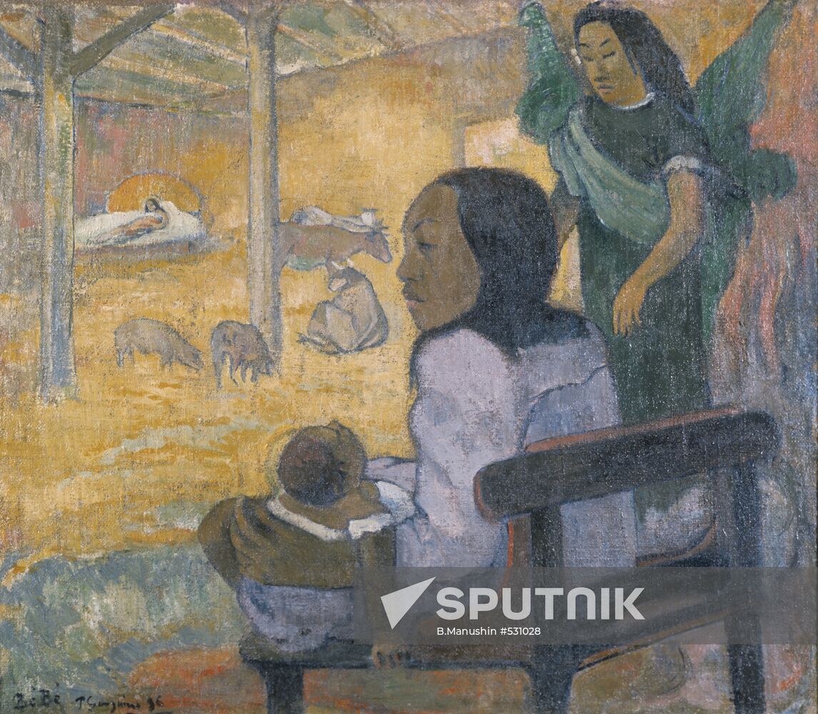 Reproduction of P. Gaugin's painting "Be Be (The Nativity)"