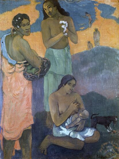 Reproduction of P. Gaugin's painting "Women on the Seashore"